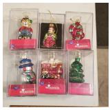 6 blown glass Christmas ornaments