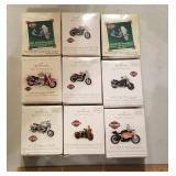 9 miniature Hallmark Harley Davidson ornaments