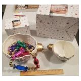 2 ornament bowls & candy Garland