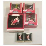 6 assorted Coca Cola ornaments