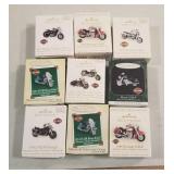 9 miniature Hallmark Harley Davidson ornaments