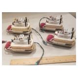 4 Silver Belle paddle wheel ship ornaments