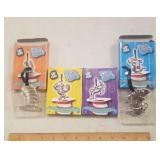 4 Cat in the Hat silver plated ornaments
