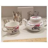 Cardinalstea set & candle holders
