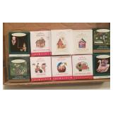 10 miniature Hallmark ornaments