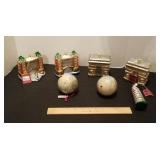 5 St Nicholas Square ornaments & 2 globes