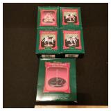4 Hallmark Carousel ornaments & stand