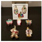 8 glass circus Christmas ornaments