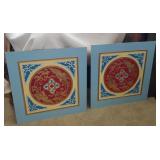 Pair of textured art pieces