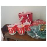 Coke Ice Bucket, 4 Tumblers, Etc