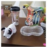 Clown pitcher, RCA dog, peanut candy dish, etc