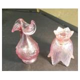 Fenton candlestick &  vase (Fenton?)