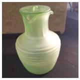 Frosted Green Depression Glass Water Bottle
