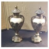 Pair Of Vintage Metal Urns.