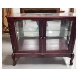 Cherry finish glass top display cabinet