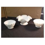 Fenton Milk Glass Hobnail candlesticks &