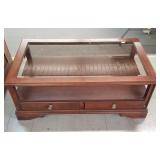 Cherry glass top coffee table