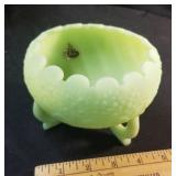 Fenton Lime Custard Orange Tree Footed Bowl