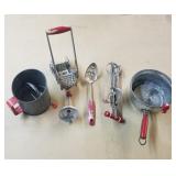 Vintage Red Handled Kitchenware Group
