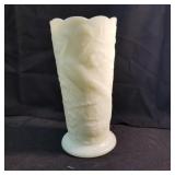 Fenton Lemon Custard 8" Peacock vase