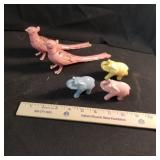 3 porcelain elephants & bird salt & pepper set
