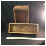2 antique wooden boxes
