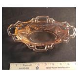 Pyramid pink depression glass relish