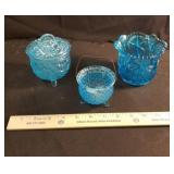 Aqua vintage glassware,  3 pieces
