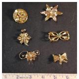 Vintage rhinestone costume jewelry,  6 pieces