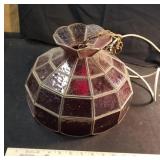 Red stained glass hanging lamp