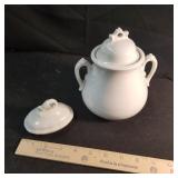 Ironstone covered jar & extra lid