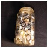 Jar of vintage buttons