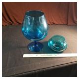 Blue glassware, 2 pieces