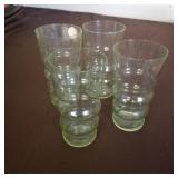 4 green depression glass 6" tumblers