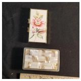 Abalone belt buckle  & enamel pill box