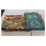 2 large decorative blankets, 1 hand-crafted