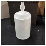 Frosted Owl Covered 7" Jar