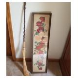 Yard long floral print & stick broom