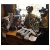 6 stuffed bears, several hand made in