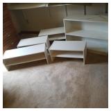 5 white storage shelves