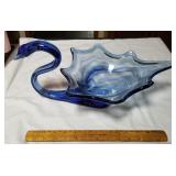 Blue glass swan