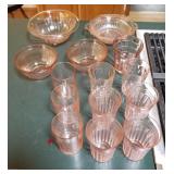 Pink depression glass  - 14 pieces