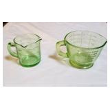 2 depression glass measuring cups