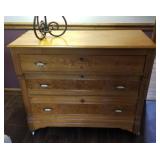 Oak three drawer chest with frame for mirror