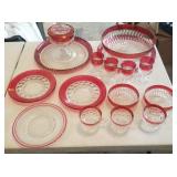 16 pieces of ruby flash glassware
