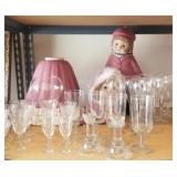 Crystal stemware & yard decor