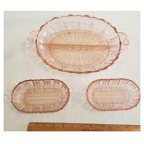3 piece depression glass serving pieces