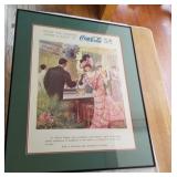 Framed Coca Cola advertising print