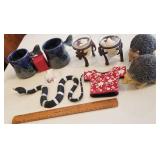 Hedgehogs,  rubber snake, mugs, etc