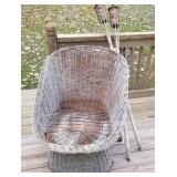 Wicker chair & torches